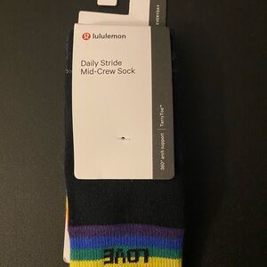 Lululemon athletica black Daily Stride Mid-Crew Sock with rainbow stripe